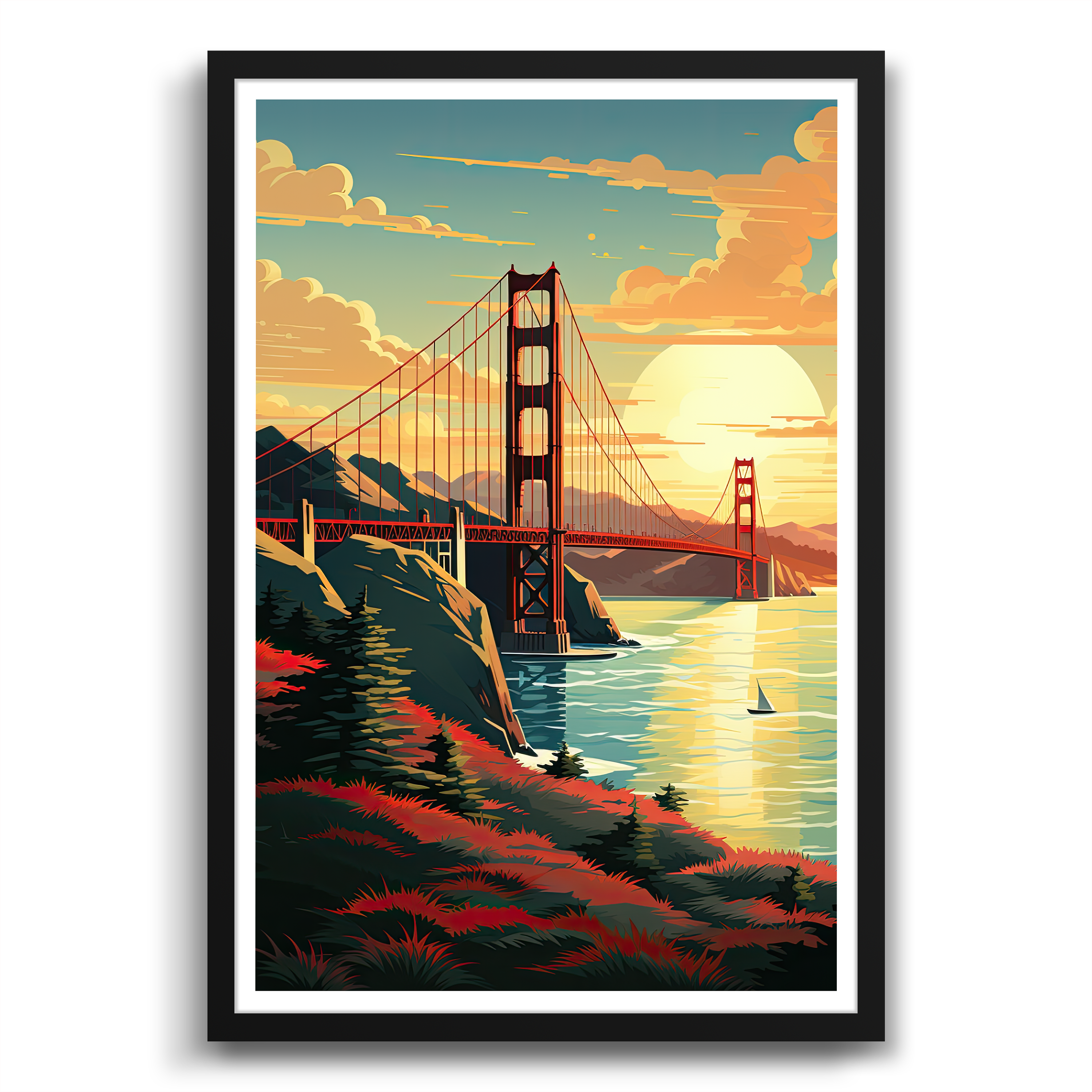 Evening Sun By The Golden Gate Bridge poster