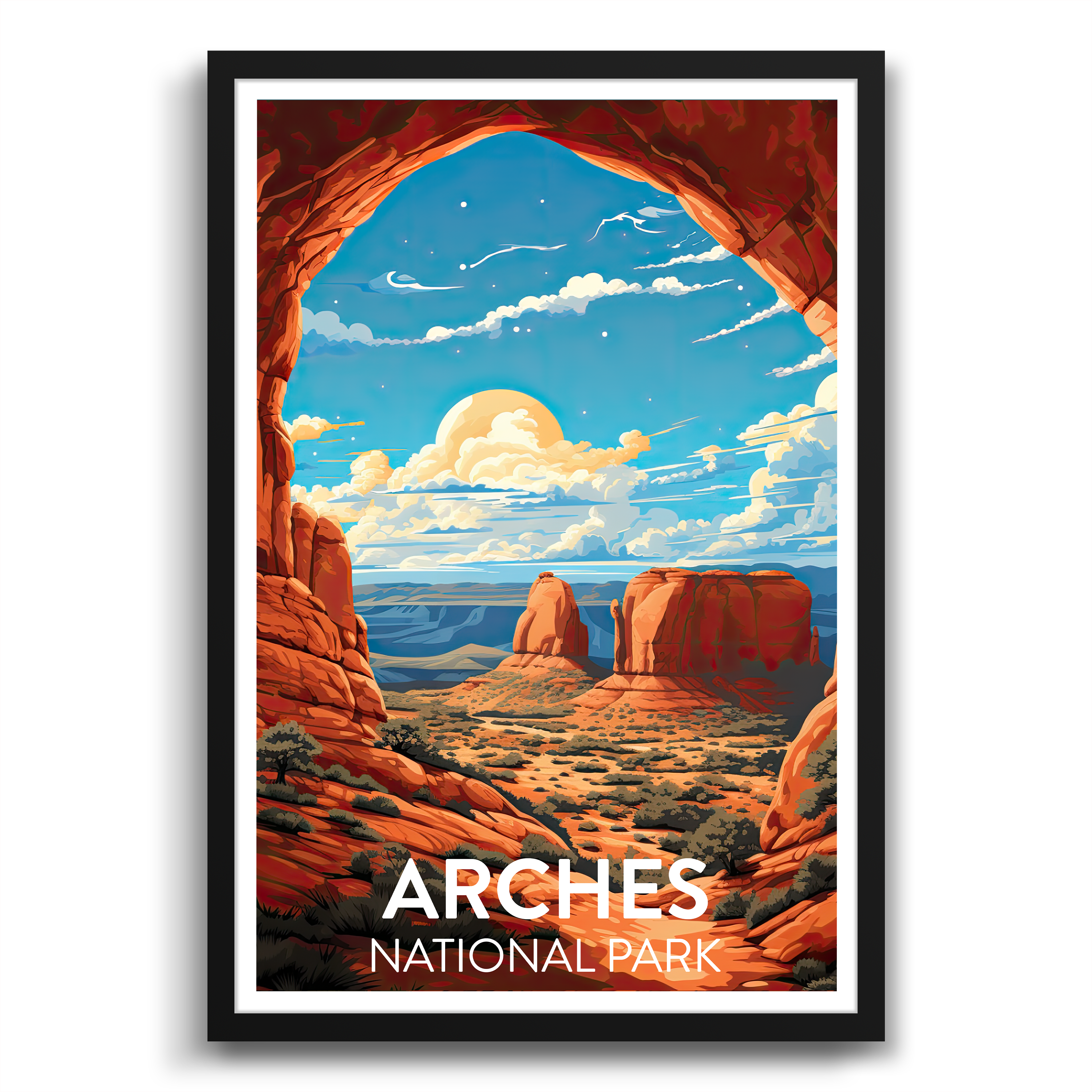 a view through one of arches national park arches, poster