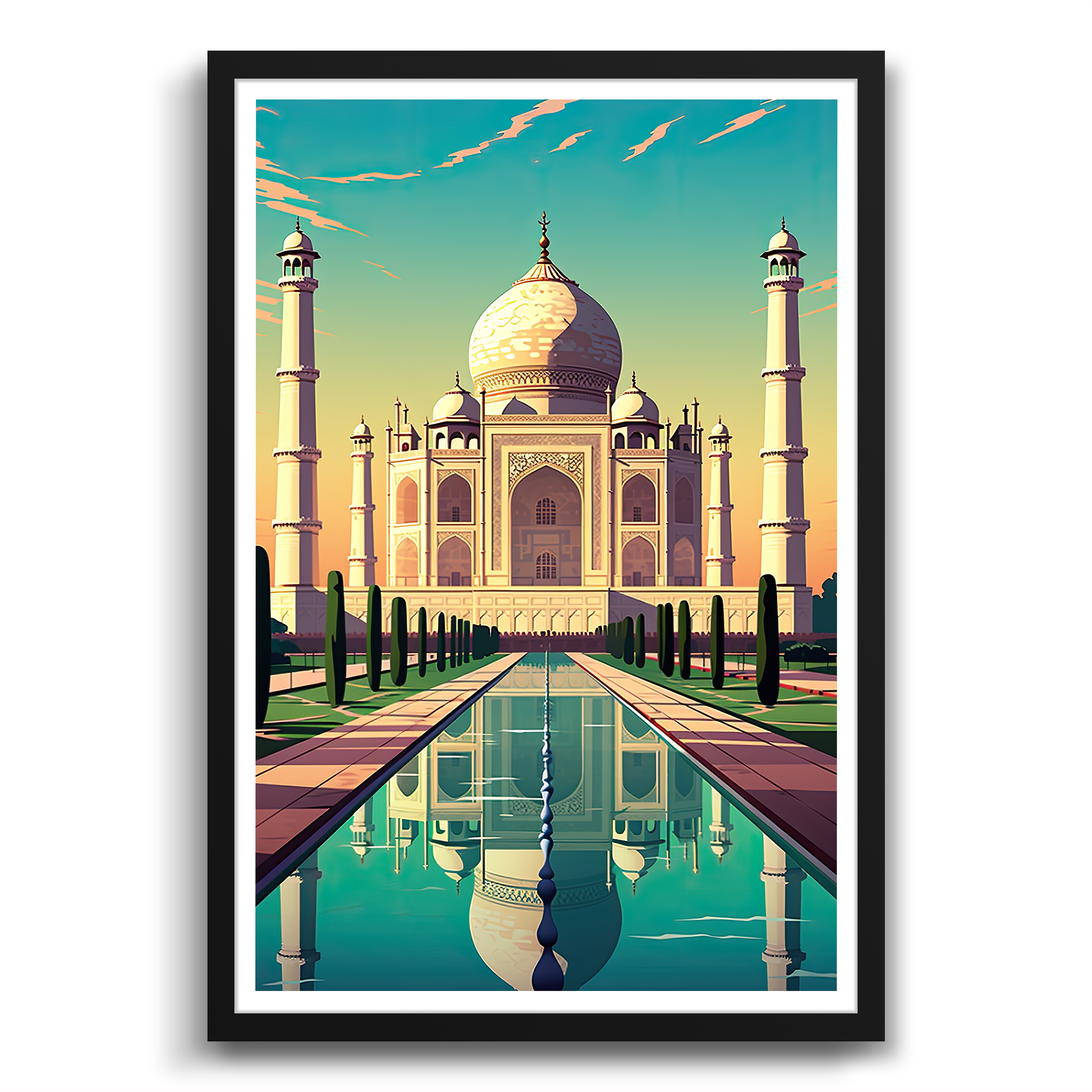Taj Mahal's Reflective Splendor Poster