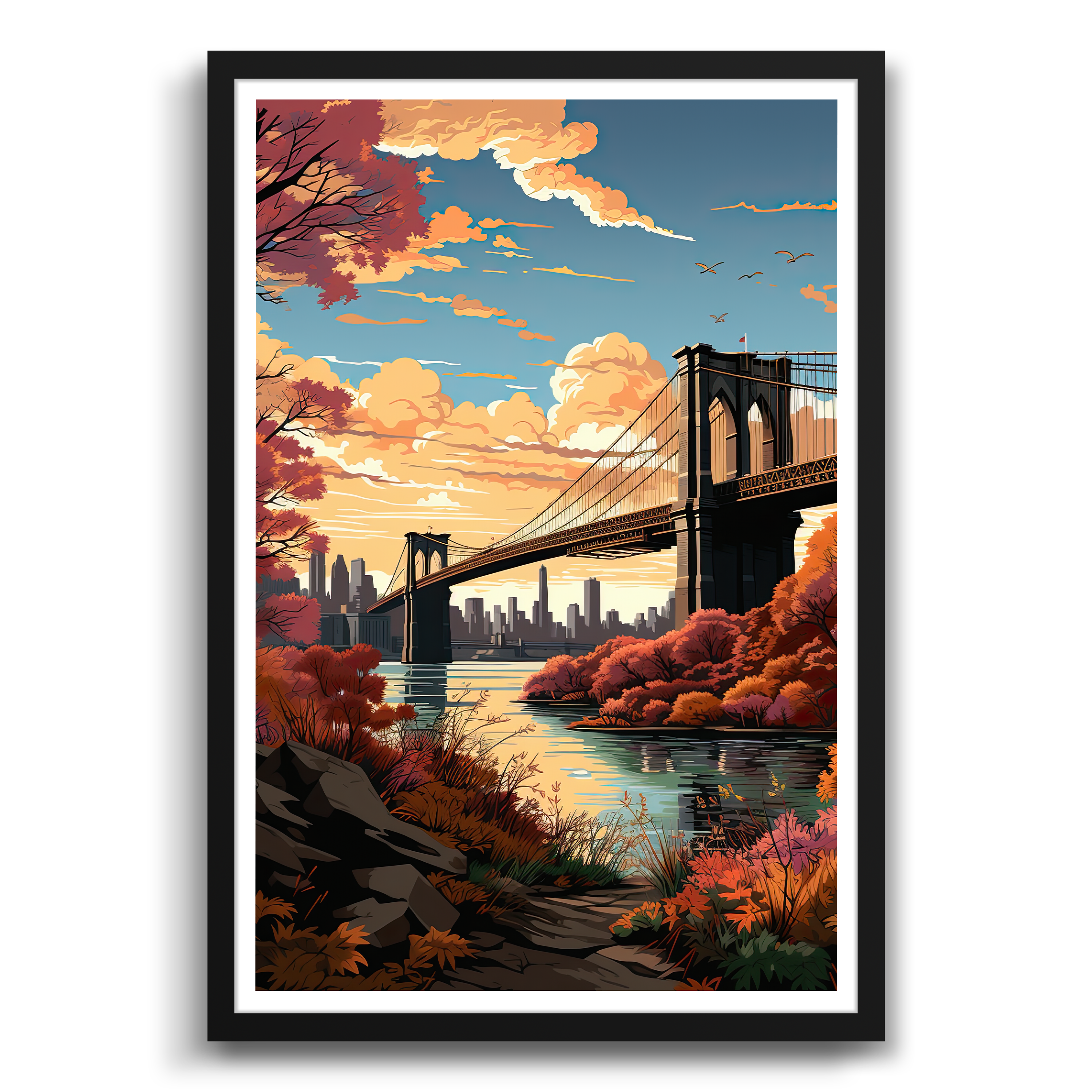 Brooklyn Bridge in Autumn Hues Poster