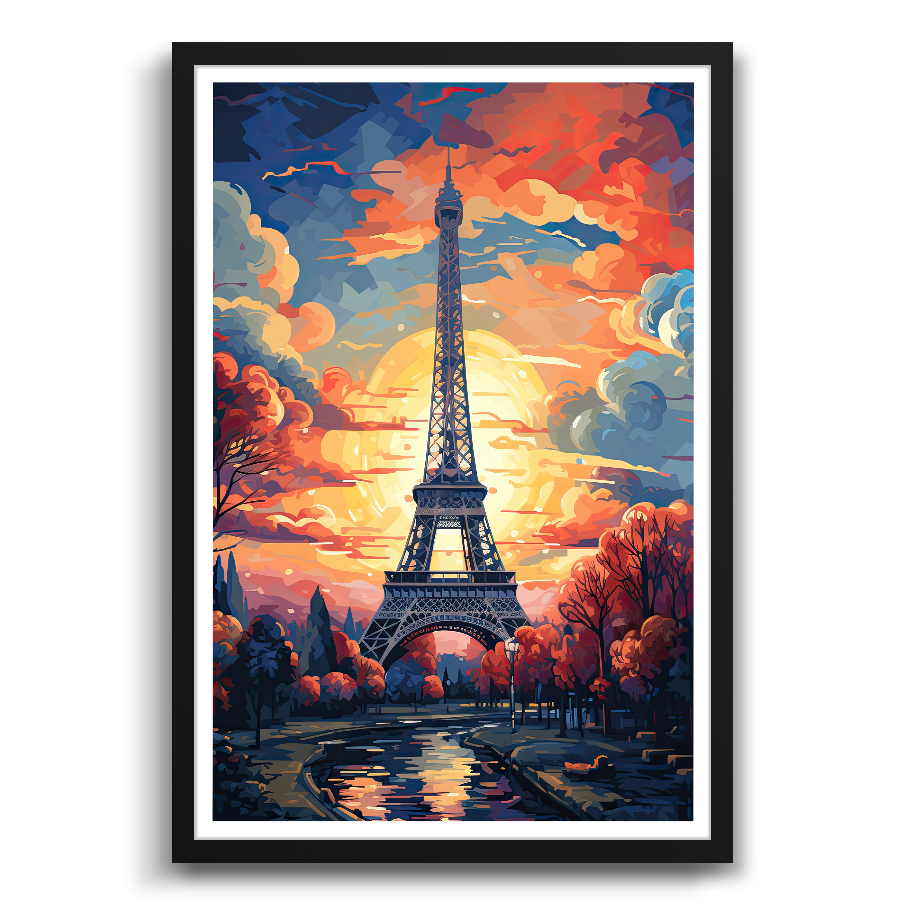Evening by the eiffel tower print