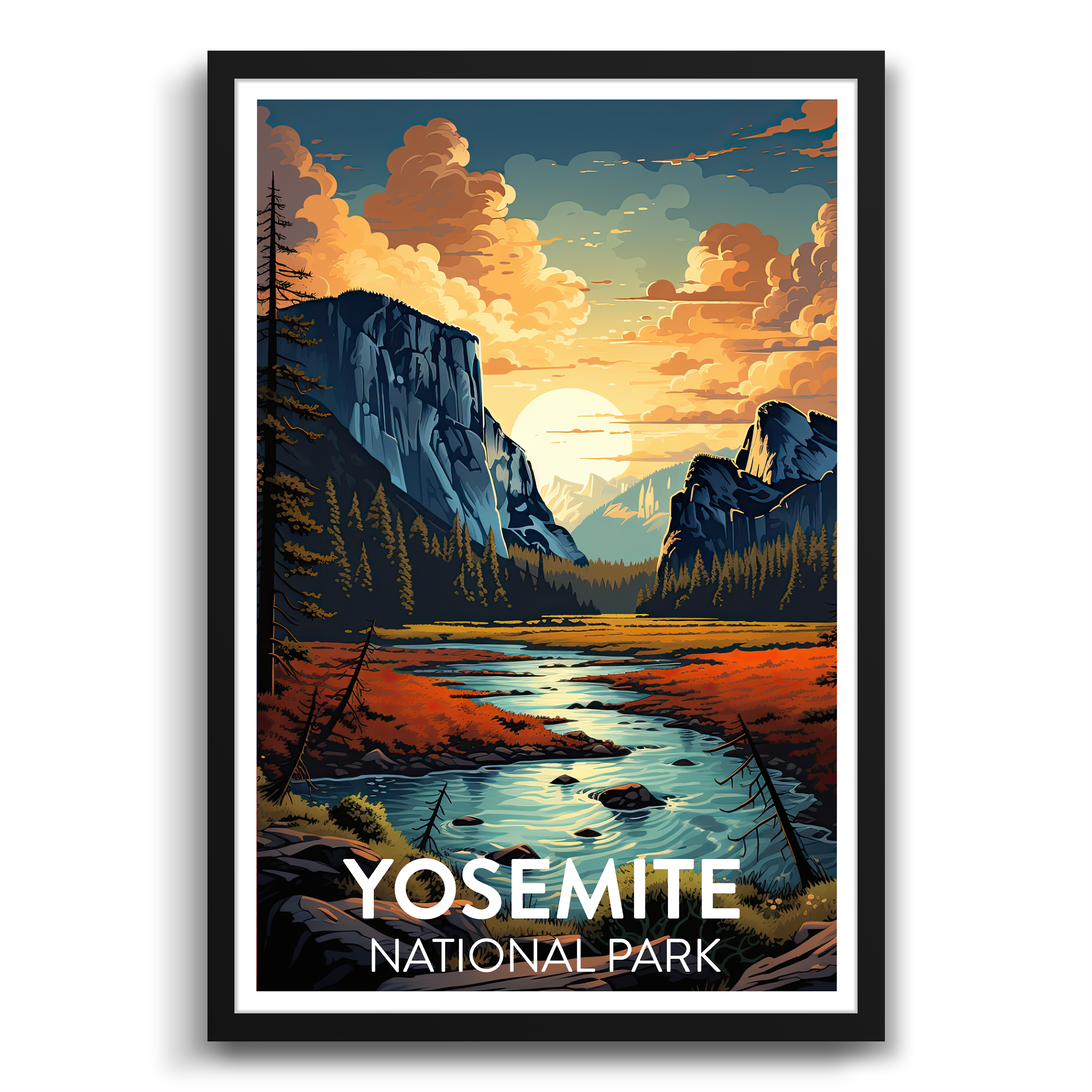 sunset at yosemite poster