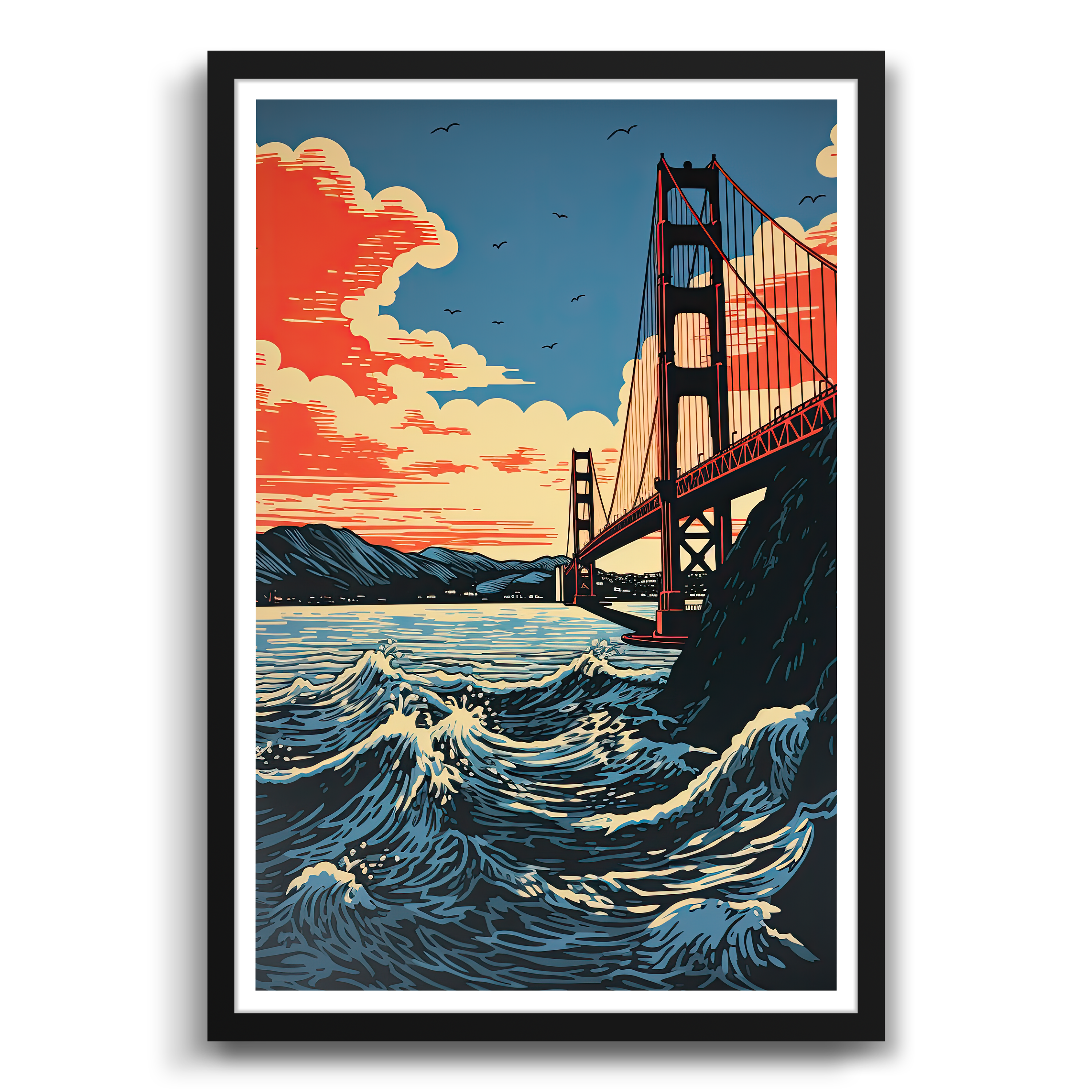 Choppy Waters By Golden Gate Bridge poster