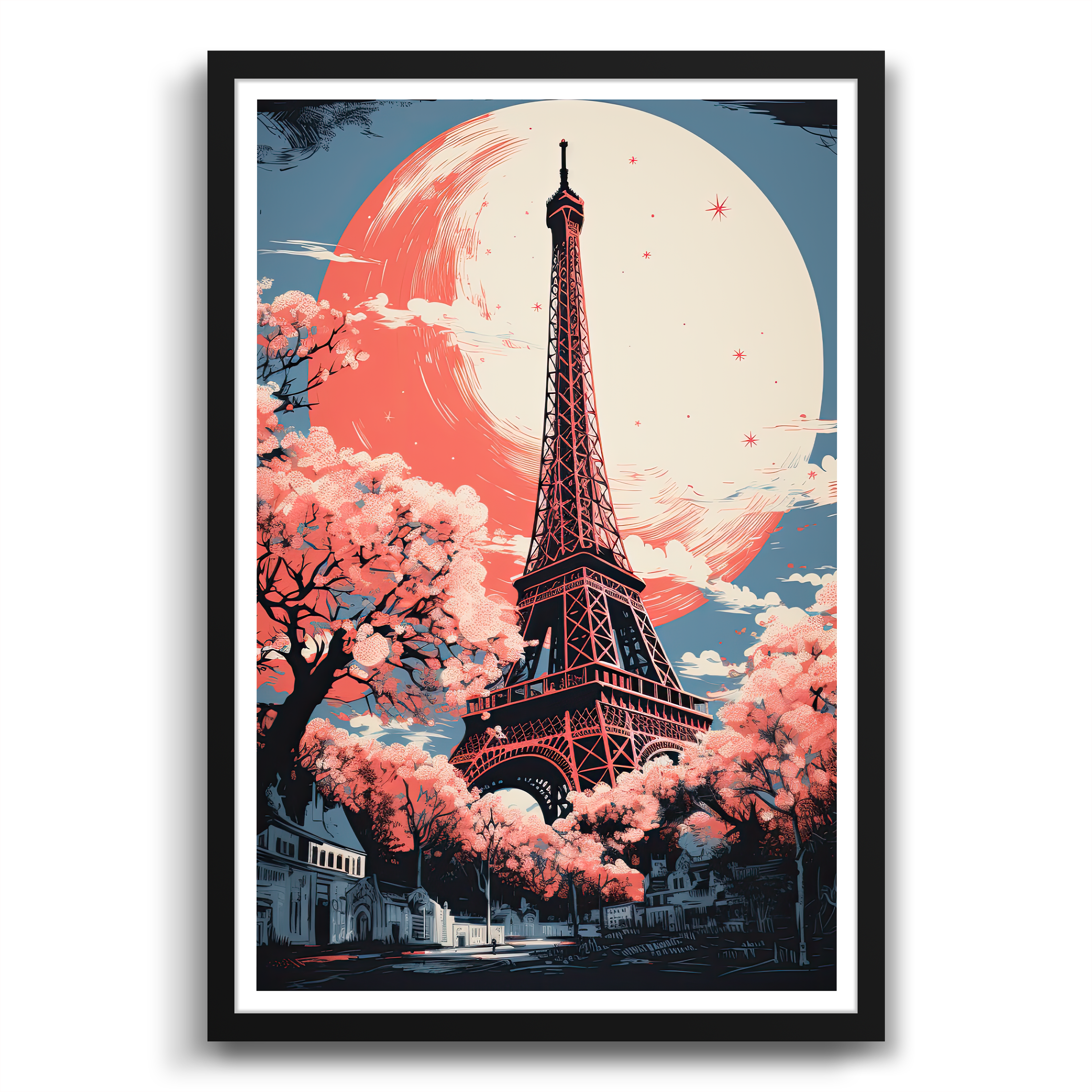 Eiffel Tower by Night Print